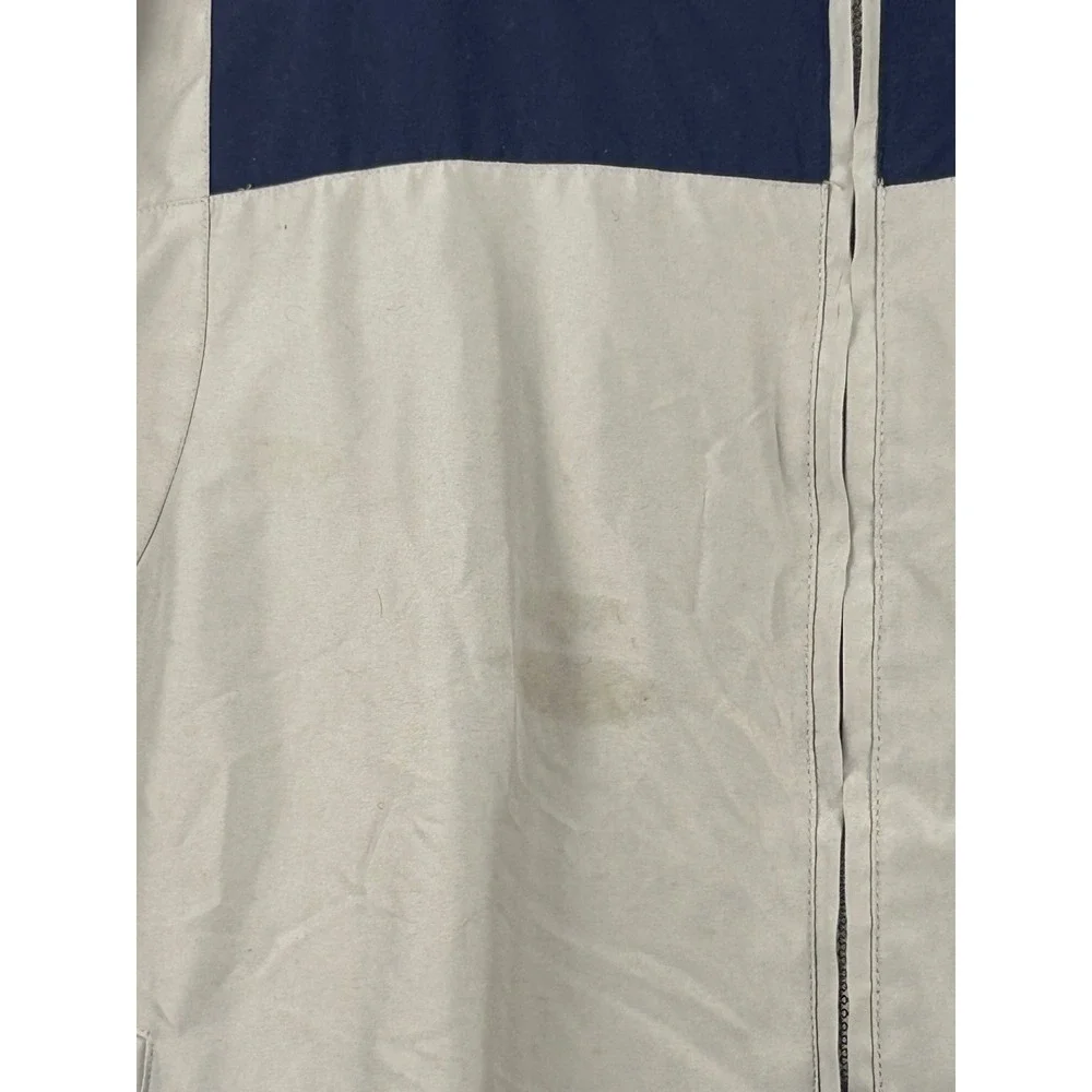 Vintage FUBU Windbreaker Jacket Mens Medium Grey Navy Blue Colorblock Full Zip